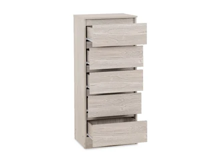 Seconique Malvern Urban Snow 5 Drawer Tall Narrow Chest of Drawers