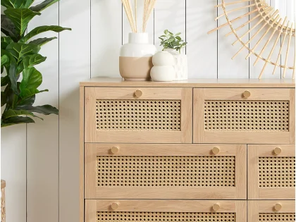 Birlea Croxley Rattan and Oak 7 Drawer Chest of Drawers