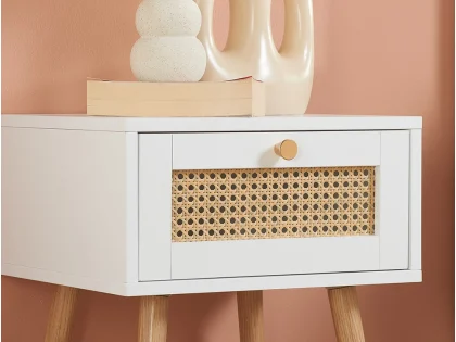 Birlea Croxley Rattan and White 1 Drawer Bedside Table