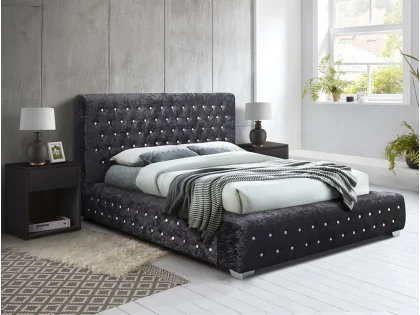 Birlea Grande 5ft King Size Black Crushed Velvet Bed Frame