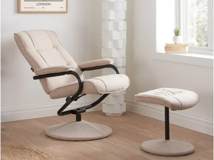 Birlea Memphis Wheat Fabric Swivel Chair & Footstool