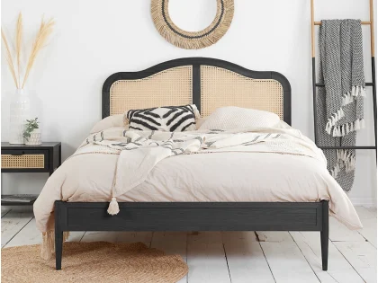 Birlea Leonie 4ft6 Double Rattan and Black Wooden Bed Frame
