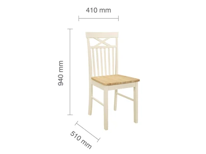 Birlea Chatsworth Set of 2 Cream and Oak Wooden Dining Chairs