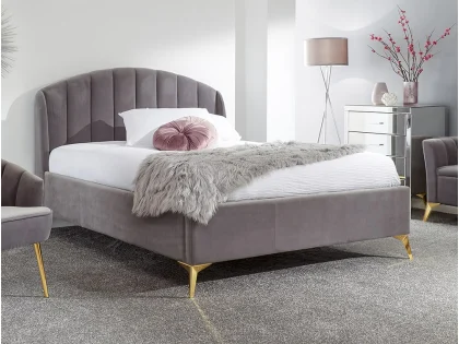 GFW Pettine Double Grey Fabric 3 Piece Bedroom Furniture Set