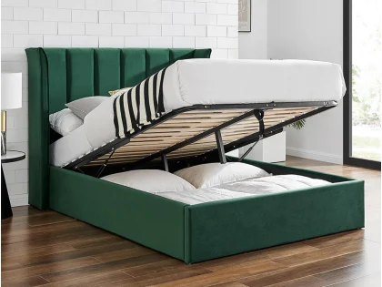 Limelight Polaris 5ft King Size Emerald Green Fabric Ottoman Bed Frame