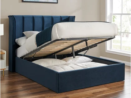 Limelight Polaris 5ft King Size Navy Blue Fabric Ottoman Bed Frame