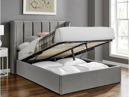 Limelight Polaris 5ft King Size Silver Fabric Ottoman Bed Frame