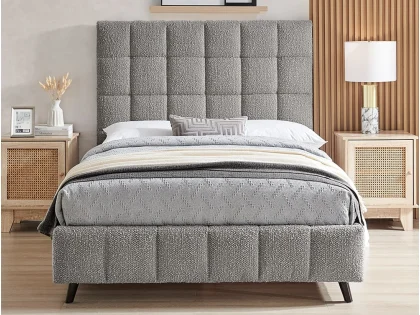 Limelight Starla Square 5ft King Size Dove Grey Boucle Fabric Bed Frame