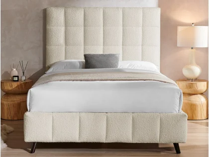 Limelight Starla Square 4ft6 Double Ivory Boucle Fabric Bed Frame