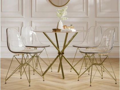 LPD Casa 90cm Glass and Gold Dining Table