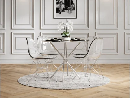 LPD Coco Set of 2 Clear and Silver Dining Chairs