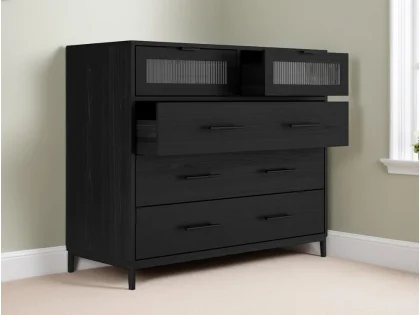 LPD Edison Black Wood Effect 3+2 Drawer Chest of Drawers