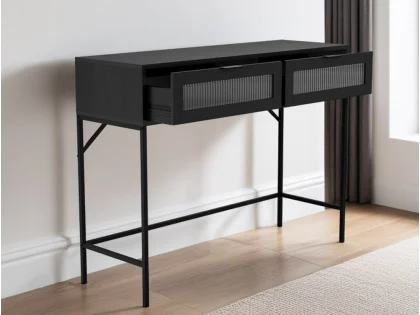 LPD Lincoln Black Wood Effect 2 Drawer Console Table