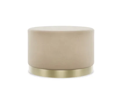 LPD Lara Large Beige and Gold Fabric Bedroom Stool