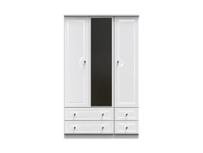 Welcome Balmoral White High Gloss 3 Door 4 Drawer Tall Mirrored Triple Wardrobe (Assembled) Welcome Balmoral White High Gloss 3 Door 4 Drawer Tall Mirrored Triple Wardrobe (Assembled)