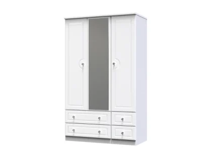 Welcome Balmoral White High Gloss 3 Door 4 Drawer Tall Mirrored Triple Wardrobe (Assembled) Welcome Balmoral White High Gloss 3 Door 4 Drawer Tall Mirrored Triple Wardrobe (Assembled)
