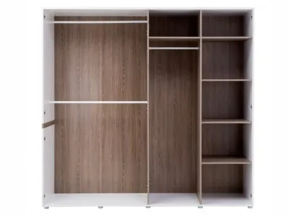 Furniture To Go Chelsea White High Gloss and Oak 4 Door Mirrored Large Wardrobe