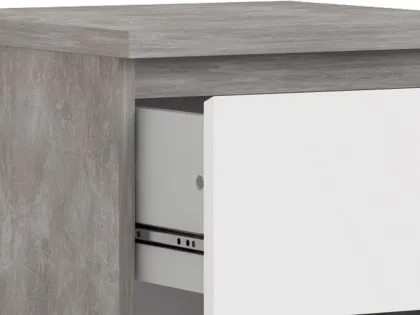 Furniture To Go Naia Grey and White High Gloss 3 Drawer Bedside Table