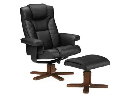 Julian Bowen Malmo Black Faux Leather Recliner Chair with Footstool