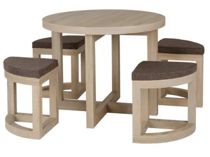 Seconique Cambourne Stowaway Light Oak Dining Table and 4 Stools Set