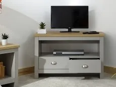 GFW Lancaster Grey and Oak 2 Drawer Corner TV Cabinet