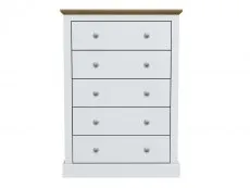 LPD LPD Devon 5 Drawer White and Oak Chest of Drawers
