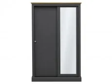LPD LPD Devon Charcoal and Oak Sliding Door Mirrored Double Wardrobe