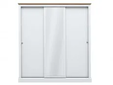 LPD LPD Devon White and Oak Sliding Door Mirrored Large Triple Wardrobe