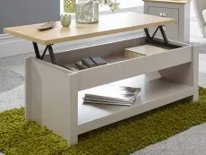 GFW Lancaster Grey and Oak Lift Up Coffee Table