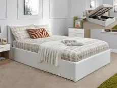 GFW GFW Ecuador 4ft Small Double White Faux Leather End Lift Ottoman Bed Frame