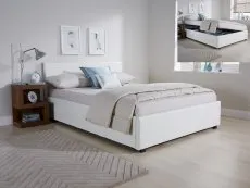 GFW GFW Ecuador 4ft6 Double White Faux Leather Side Lift Ottoman Bed Frame