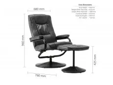 Birlea Furniture & Beds Birlea Memphis Black Faux Leather Swivel Chair & Footstool