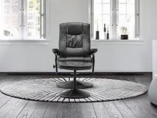Birlea Furniture & Beds Birlea Memphis Black Faux Leather Swivel Chair & Footstool