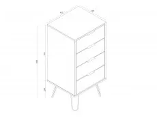 Core Products Core Augusta Grey 4 Drawer Narrow Chest of Drawers