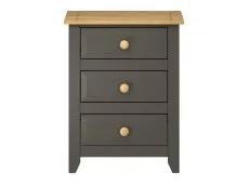 Core Capri Carbon and Waxed Pine 3 Drawer Bedside Table