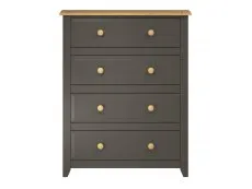 Core Capri Carbon and Waxed Pine 4 Drawer Chest of Drawers