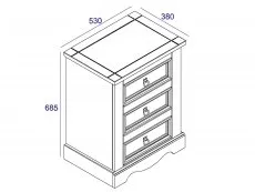 Core Products Core Corona Grey and Pine 3 Drawer Bedside Table