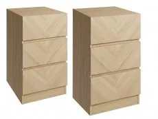 GFW GFW Catania Euro Oak Pair of 3 Drawer Bedside Tables