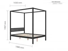 Birlea Furniture & Beds Birlea Mercia 4ft6 Double Black Four Poster Wooden Bed Frame