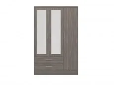 Seconique Seconique Nevada Black 3 Door 2 Drawer Mirrored Wardrobe
