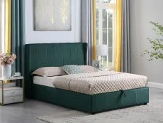 Seconique Seconique Amelia 5ft King Size Green Fabric Ottoman Bed Frame