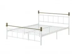 Seconique Marlborough 4ft6 Double White and Brass Metal Bed Frame