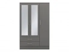 Seconique Seconique Nevada Matt Grey 3 Door 2 Drawer Mirrored Wardrobe