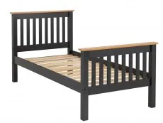 Seconique Monaco 3ft Single Grey and Oak Wooden Bed Frame (High Footend)
