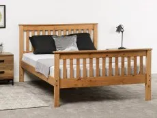 Seconique Seconique Monaco 4ft6 Double Wax Pine Wooden Bed Frame (High Footened)