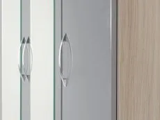 Seconique Seconique Nevada Grey Gloss and Oak 3 Door 2 Drawer Mirrored Wardrobe