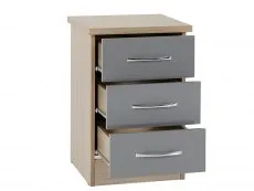 Seconique Seconique Nevada Grey Gloss and Oak 3 Drawer Bedside Table