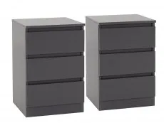 Seconique Seconique Malvern Grey Pair of 3 Drawer Bedside Cabinets