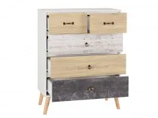 Seconique Nordic White and Oak 3+2 Drawer Chest of Drawers