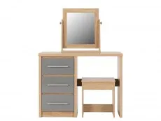 Seconique Seconique Seville Grey High Gloss and Oak 3 Drawer Dressing Table Set